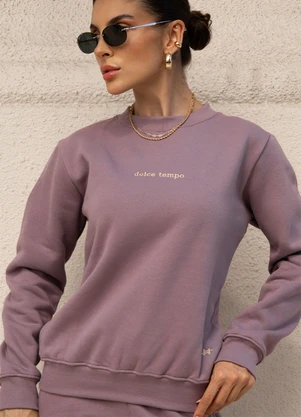Hiatto Confecção - Blusa de Moletom Feminino Dolce Tempo Lilás - HIATTO CONFECÇÃO