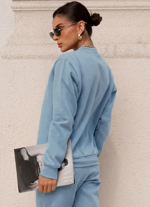 Hiatto Confecção - Blusa de Moletom Feminino La Vita Semplice Azul - HIATTO CONFECÇÃO