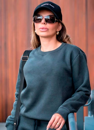 Hiatto Confecção - Blusa de Moletom Peluciado Fem Grafite - HIATTO CONFECÇÃO