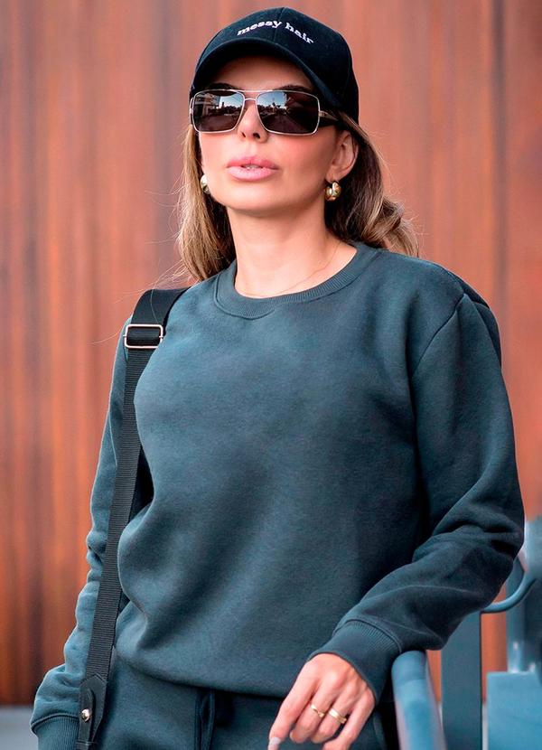 Hiatto Confecção - Blusa de Moletom Peluciado Fem Grafite