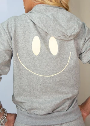 Hiatto Confecção - Blusa Moletinho Just Smile Mescla - HIATTO CONFECÇÃO