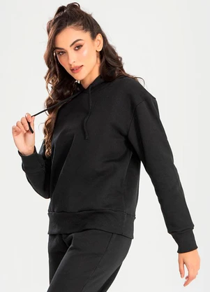 Meu Jeans - Blusa Moletom Oversized Kally Preto - MEU JEANS