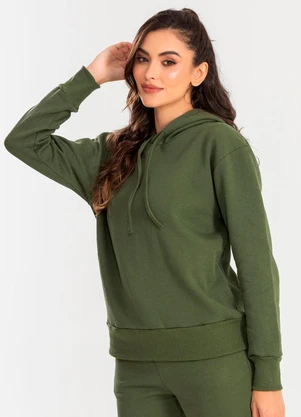 Meu Jeans - Blusa Moletom Oversized Kally Verde Militar - MEU JEANS