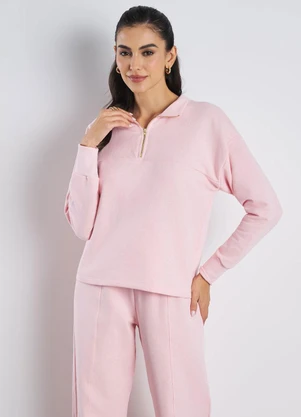 Meu Jeans - Blusa Style Moletom Peluciado Rosa Bebê - MEU JEANS