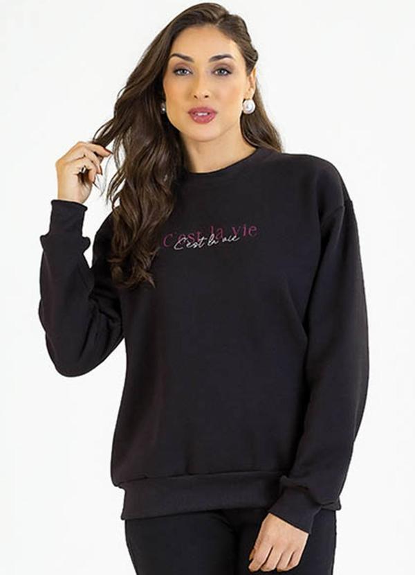 Soft Bonni - Blusão Adulto em Moletom Preto