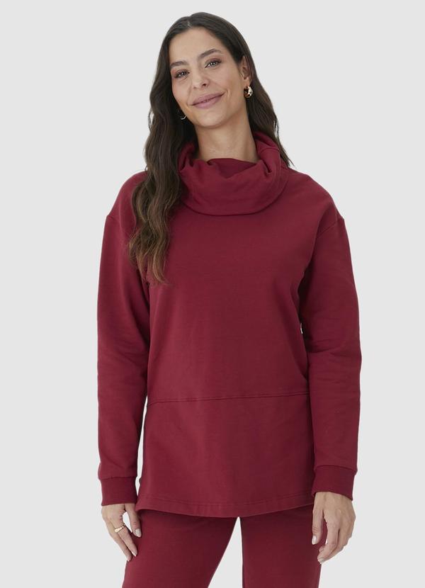 Malwee - Blusão Alongado em Moletom Vermelho