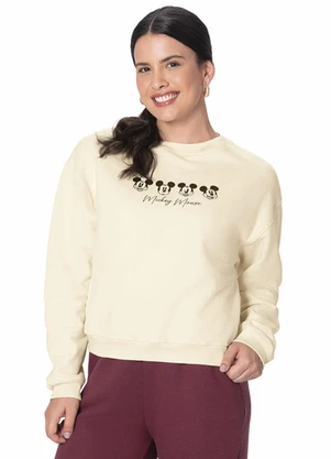 Malwee - Blusão Amplo Mickey Mouse® em Moletom Off White - MALWEE