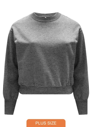 Lunender Mais Mulher - Blusão Básico em Moletom de Algodão Cinza - LUNENDER MAIS MULHER