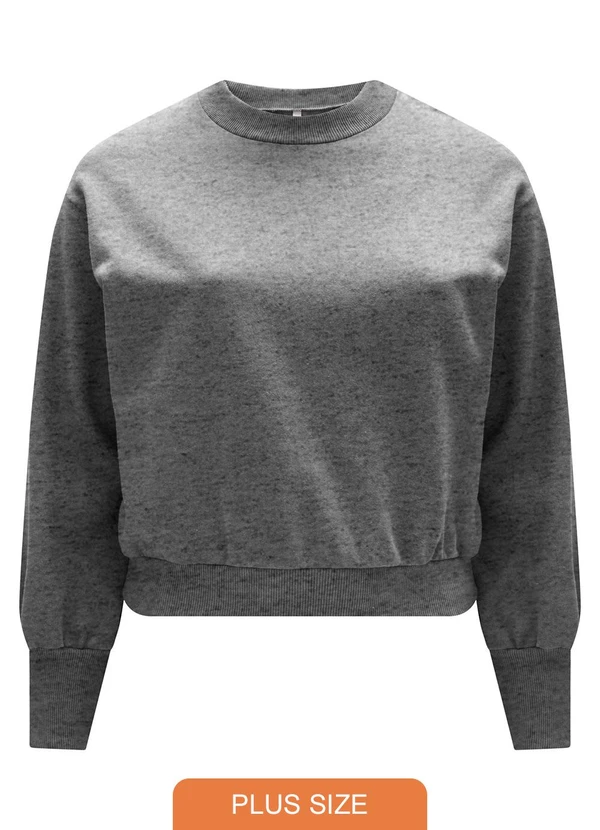 Lunender Mais Mulher - Blusão Básico em Moletom de Algodão Cinza