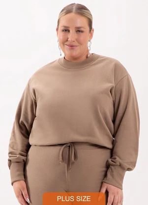 Lunender Mais Mulher - Blusão Básico em Moletom de Algodão Marrom - LUNENDER MAIS MULHER