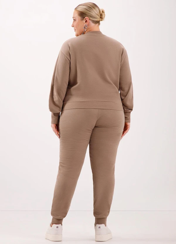 Lunender Mais Mulher - Blusão Básico em Moletom de Algodão Marrom 4