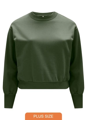 Lunender Mais Mulher - Blusão Básico em Moletom de Algodão Verde - LUNENDER MAIS MULHER