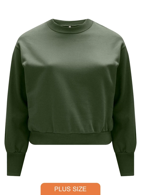 Lunender Mais Mulher - Blusão Básico em Moletom de Algodão Verde