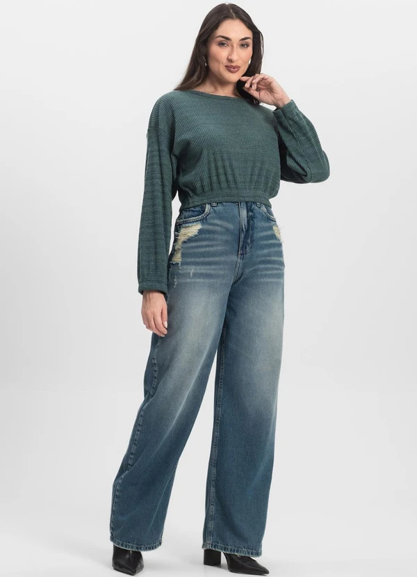 Rovitex - Blusão Canelado com Elástico Ody Malhas Verde 3