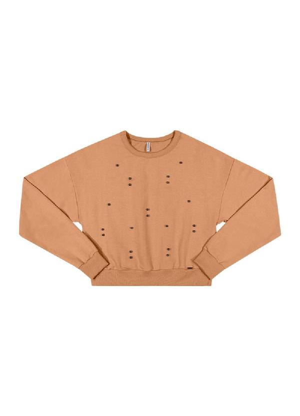 Rezzato - Blusão Cropped com Aplicações Feminino Marrom