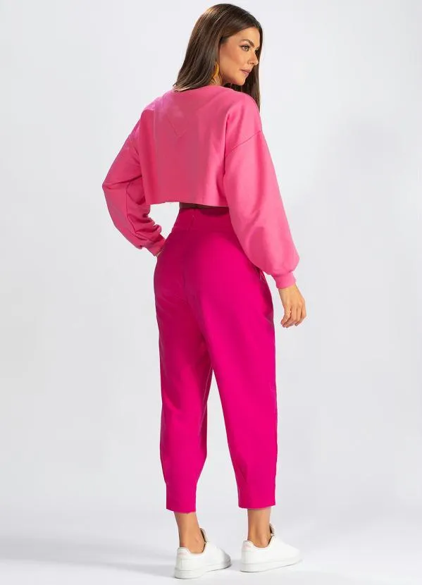 Colcci - Blusão Cropped de Moletom Rosa 4