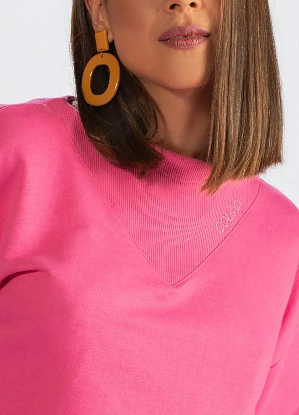 Colcci - Blusão Cropped de Moletom Rosa 6