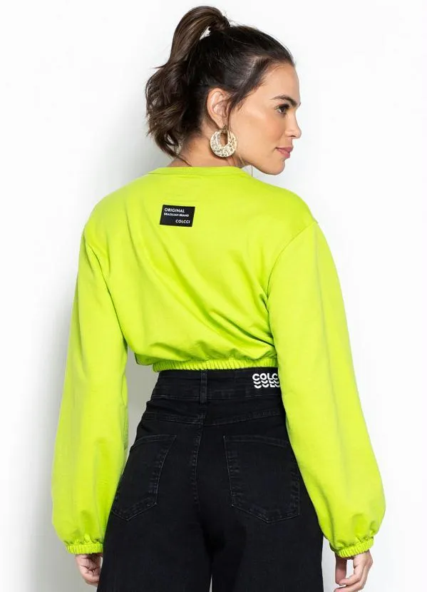Colcci - Blusão Cropped de Moletom Verde 2
