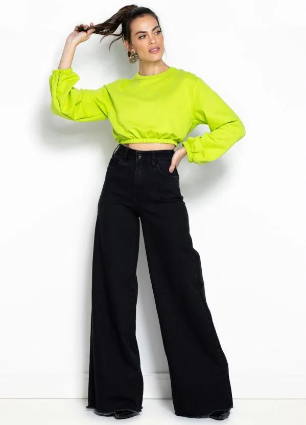 Colcci - Blusão Cropped de Moletom Verde 3