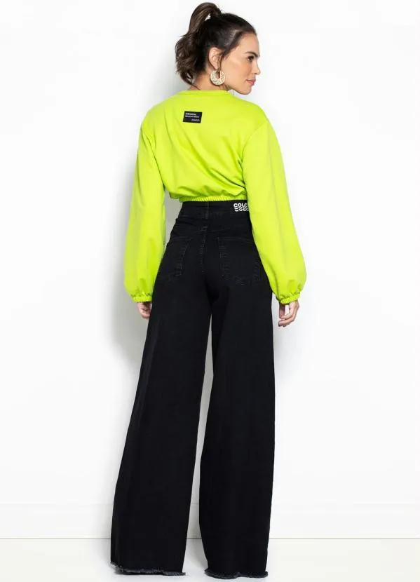 Colcci - Blusão Cropped de Moletom Verde 4