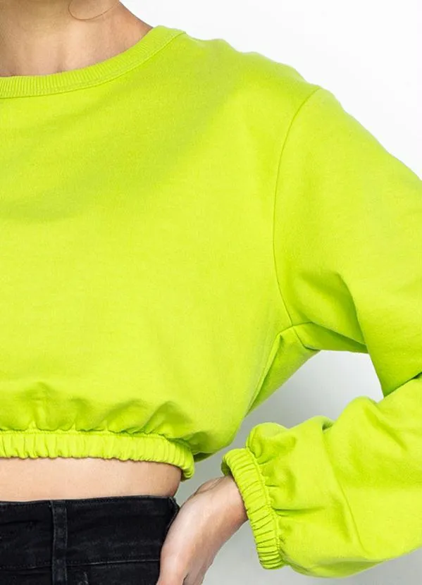 Colcci - Blusão Cropped de Moletom Verde 6