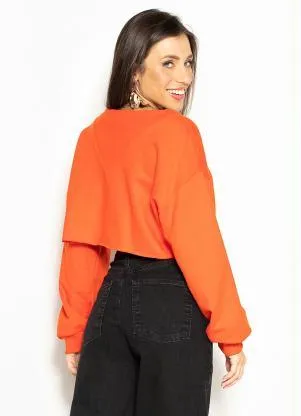 Colcci - Blusão Cropped de Moletom Vermelho - COLCCI