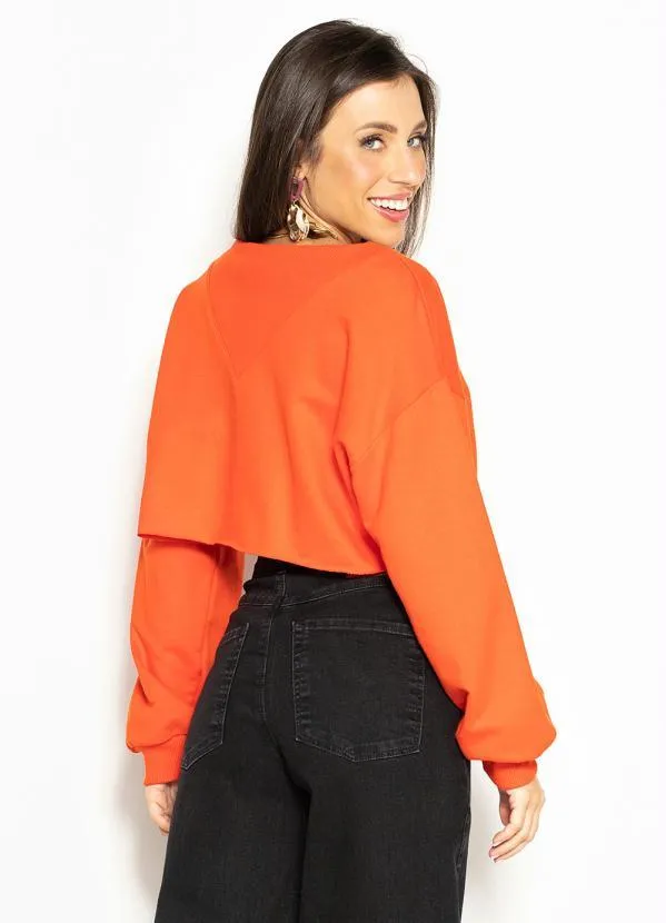 Colcci - Blusão Cropped de Moletom Vermelho 2