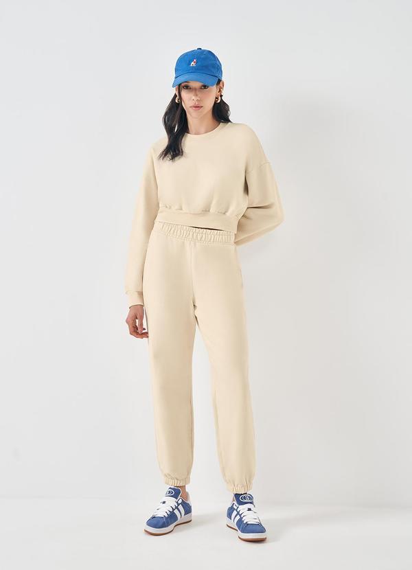 Sofie - Blusão Cropped em Moletom Branco