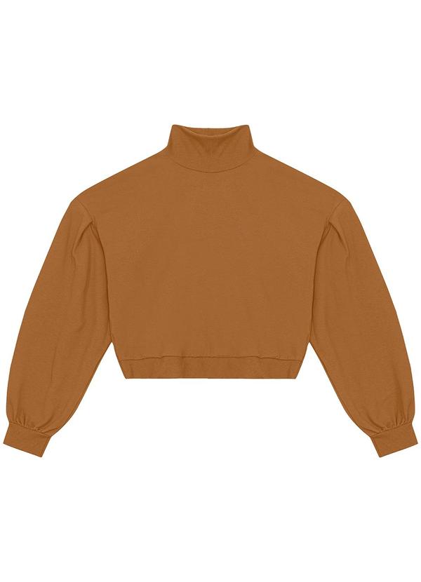Enfim - Blusão Cropped em Moletom Marrom
