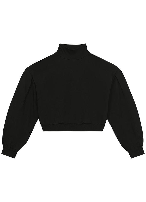 Enfim - Blusão Cropped em Moletom Preto