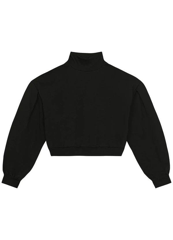 Enfim - Blusão Cropped em Moletom Preto