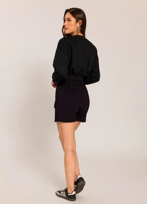 Sofie - Blusão Cropped em Moletom Preto - SOFIE