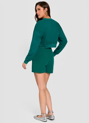 Sofie - Blusão Cropped em Moletom Verde - SOFIE