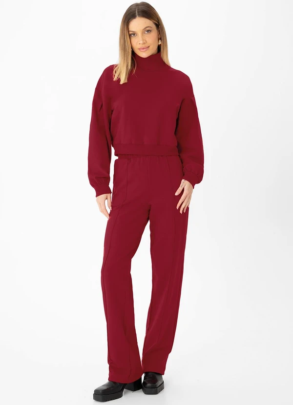 Enfim - Blusão Cropped em Moletom Vermelho 2