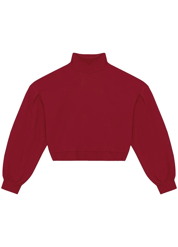 Enfim - Blusão Cropped em Moletom Vermelho 3