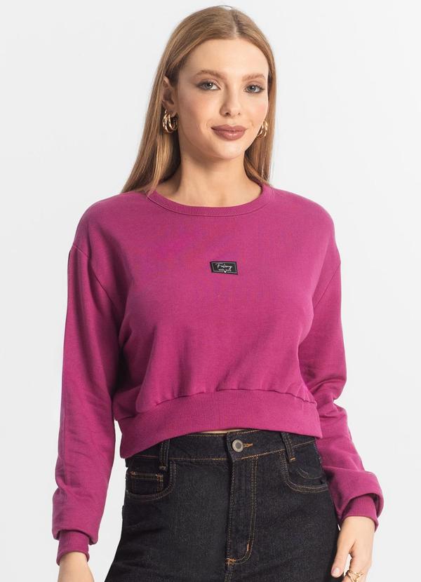 Rovitex - Blusão Cropped Feminino de Moletom Rech Sul Roxo