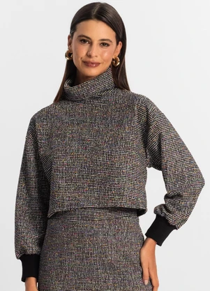 Rovitex - Blusão Cropped Feminino Preto - ROVITEX