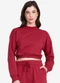 Basicamente - Blusão Cropped Moletom Comfort Mescla Escuro - variação: Marsala