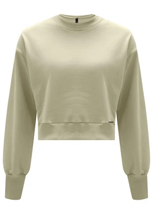 Lunender - Blusão Curto Básico em Moletom Felpado Bege - LUNENDER