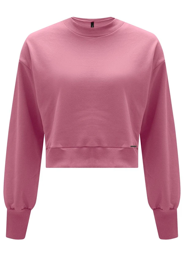 Lunender Blusão Curto Básico em Moletom Felpado Vermelho