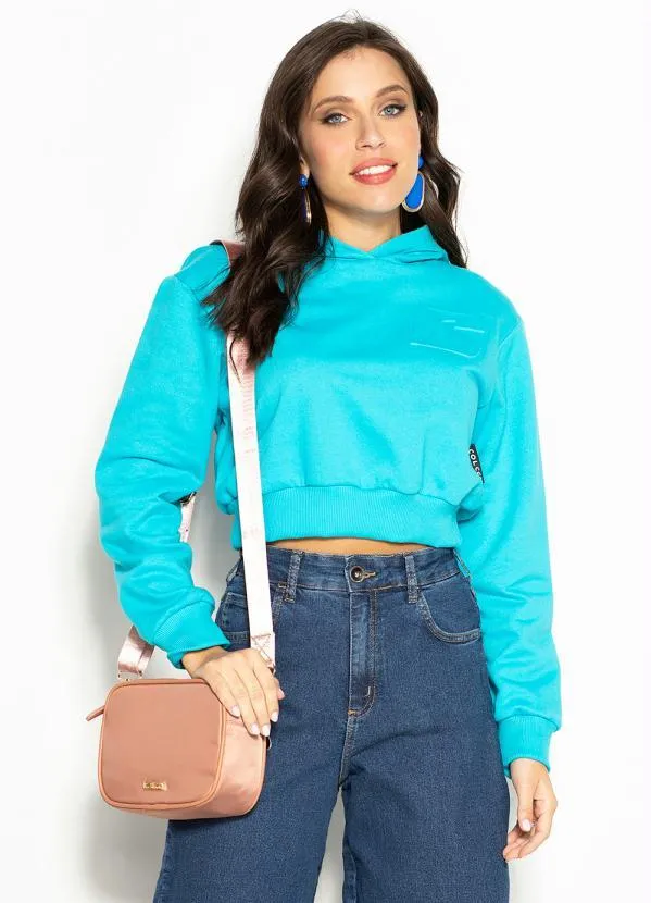 Colcci - Blusão de Moletom com Capuz Azul