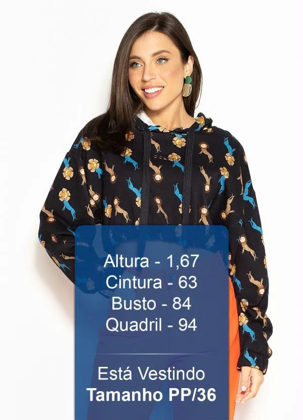 Colcci - Blusão de Moletom Estampado com Capuz Preto 5