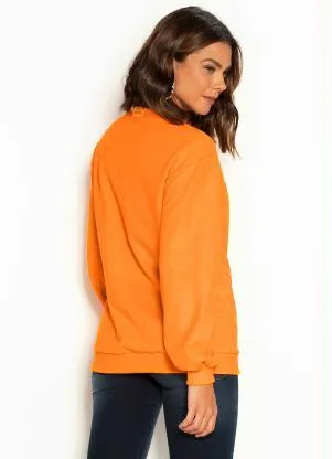 Colcci - Blusão de Moletom Estampado Laranja - COLCCI