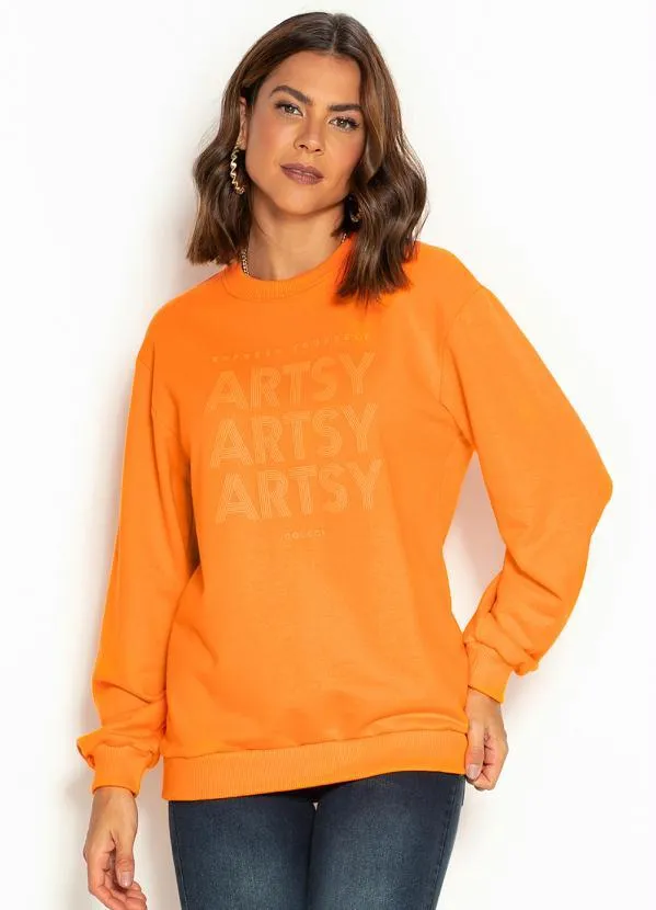 Colcci - Blusão de Moletom Estampado Laranja