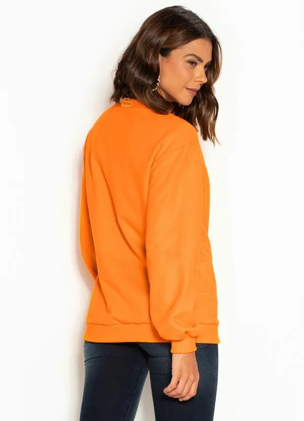 Colcci - Blusão de Moletom Estampado Laranja 2