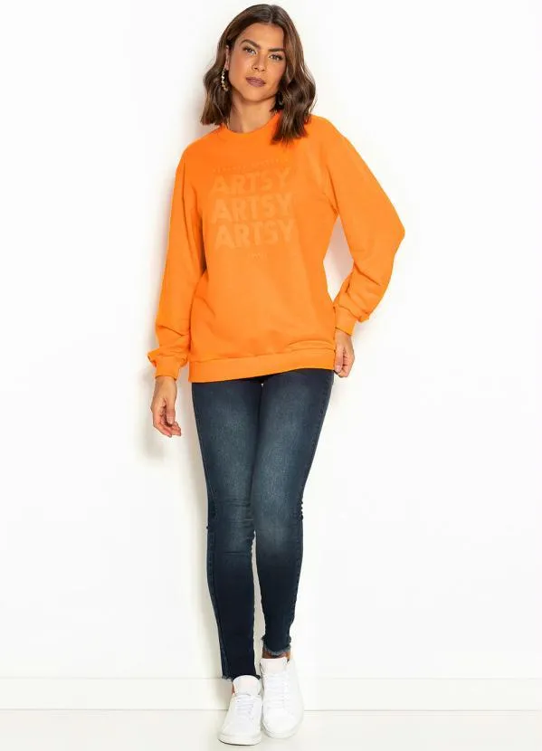Colcci - Blusão de Moletom Estampado Laranja 3