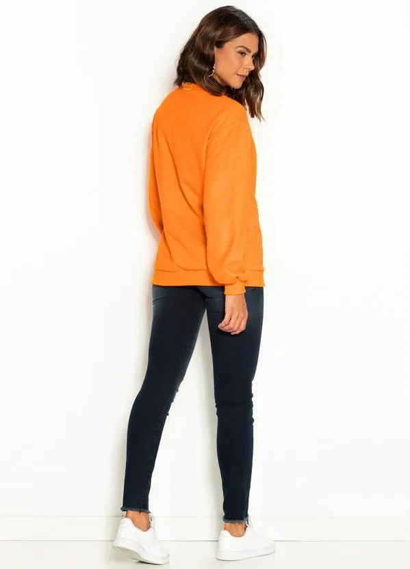 Colcci - Blusão de Moletom Estampado Laranja 4