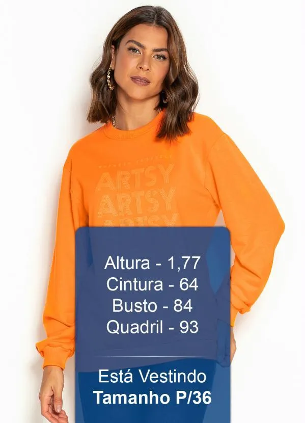 Colcci - Blusão de Moletom Estampado Laranja 5