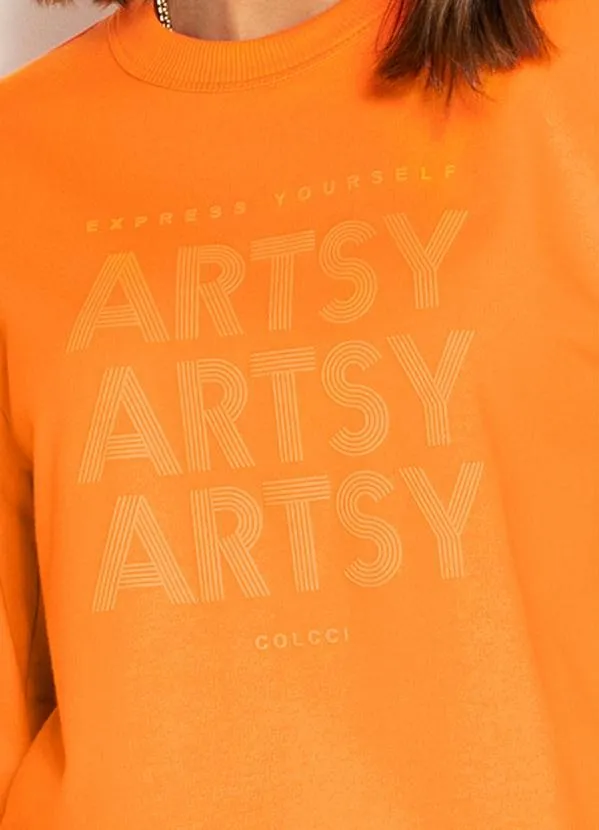 Colcci - Blusão de Moletom Estampado Laranja 6