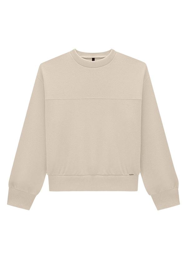 Lunender - Blusão em Moletom com Gola Bege